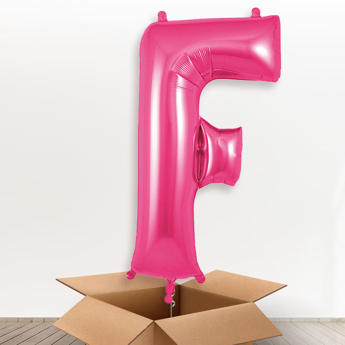 Personalised Letter F Helium Balloon in a Box - Pink - Giant Letter | Party Save Smile