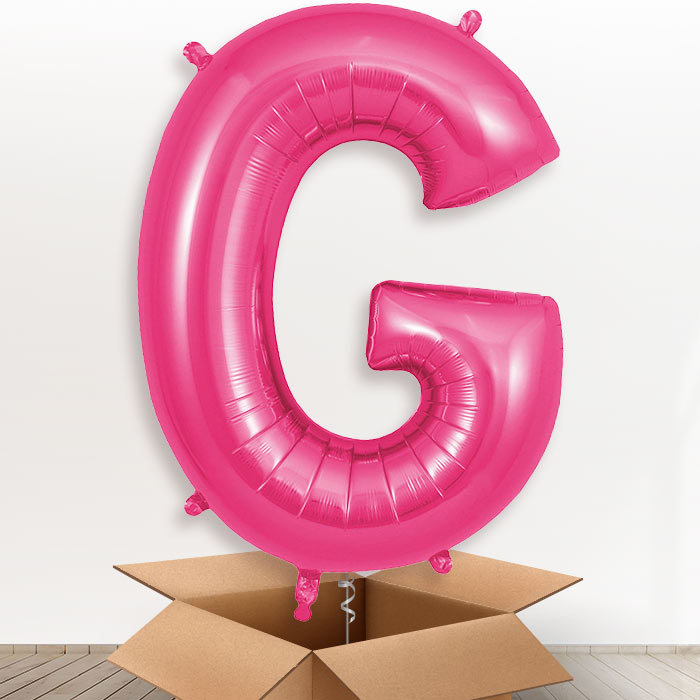 Personalised Letter G Helium Balloon in a Box - Pink - Giant Letter | Party Save Smile