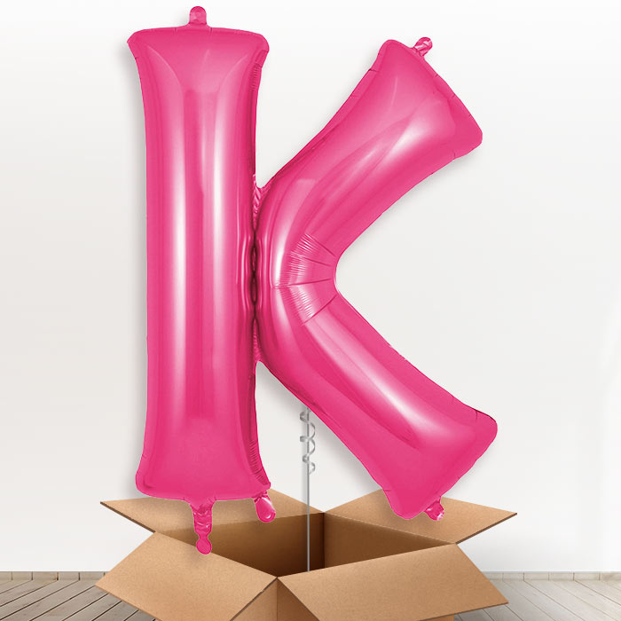 Personalised K Helium Balloon in a Box - Pink - Giant Letter | Party Save Smile