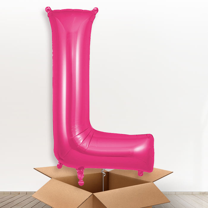 Personalised Letter L Helium Balloon in a Box - Pink - Giant Letter | Party Save Smile