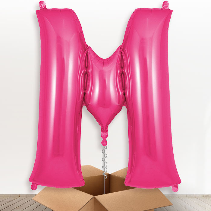 Personalised Letter M Helium Balloon in a Box - Pink - Giant Letter | Party Save Smile