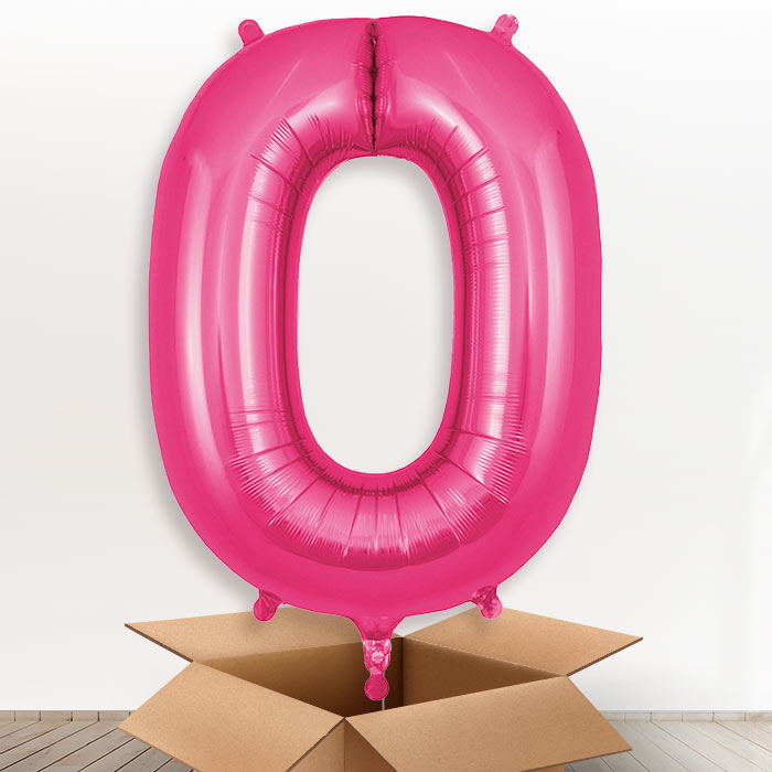 Personalised O Helium Balloon in a Box - Pink - Giant Letter | Party Save Smile