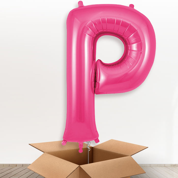Personalised P Helium Balloon in a Box - Pink - Giant Letter | Party Save Smile