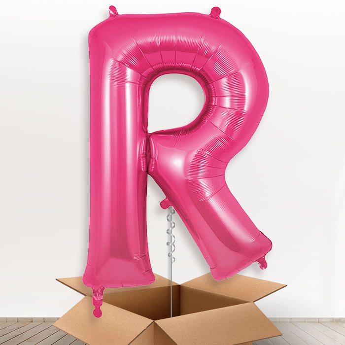 Personalised Letter R Helium Balloon in a Box - Pink - Giant Letter | Party Save Smile