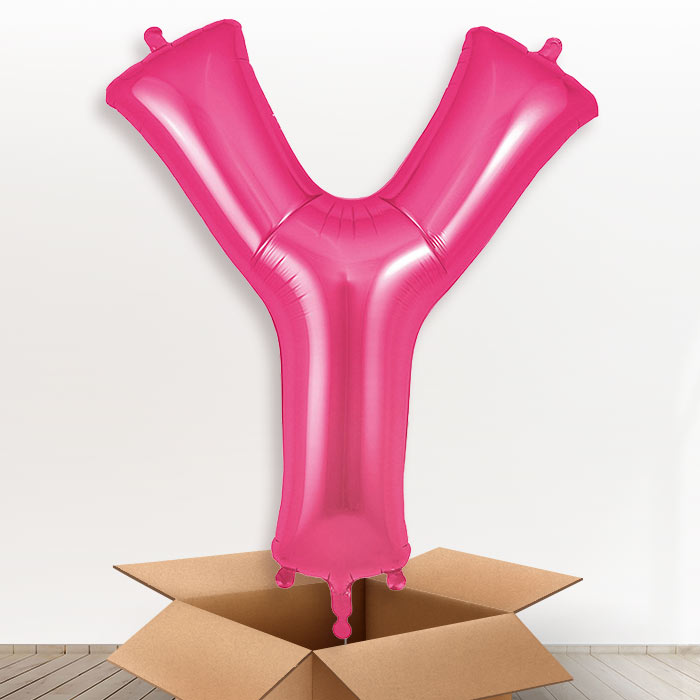 Personalised Y Helium Balloon in a Box - Pink - Giant Letter | Party Save Smile