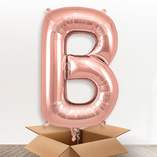 Personalised Letter B Helium Balloon in a Box - Rose Gold - Giant Letter | Party Save Smile