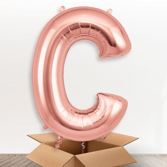 Personalised Letter C Helium Balloon - Rose Gold - Giant Letter | Party Save Smile