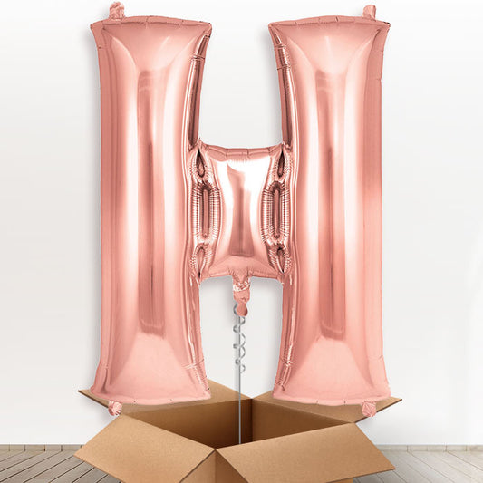 Personalised Letter H Helium Balloon - Rose Gold - Giant Letter | Party Save Smile