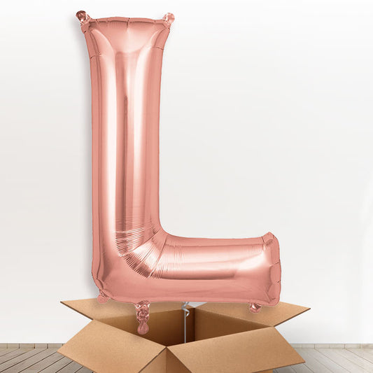 Personalised Letter L Helium Balloon - Rose Gold - Giant Letter | Party Save Smile