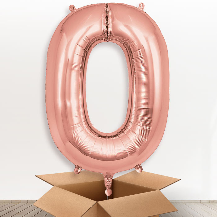 Personalised O Helium Balloon in a Box - Rose Gold - Giant Letter | Party Save Smile