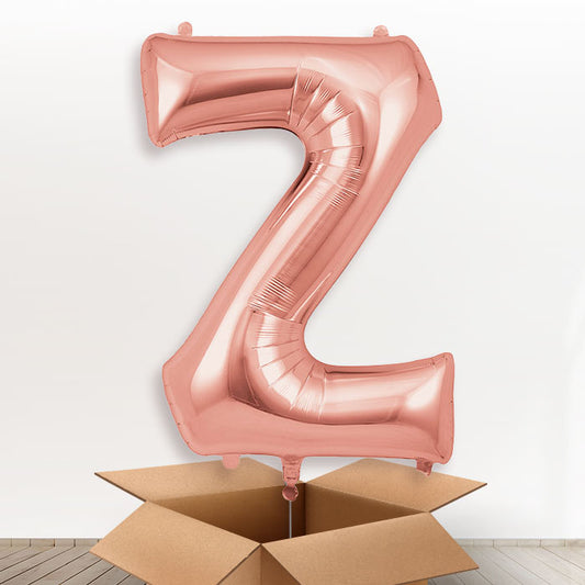 Personalised Z Helium Balloon in a Box - Rose Gold - Giant Letter | Party Save Smile