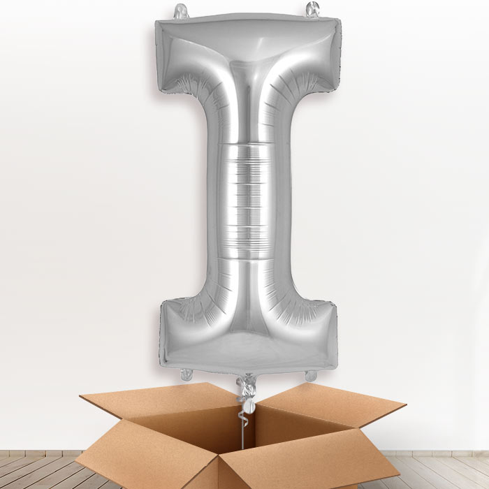 Personalised I Helium Balloon in a Box - Silver - Giant Letter | Party Save Smile