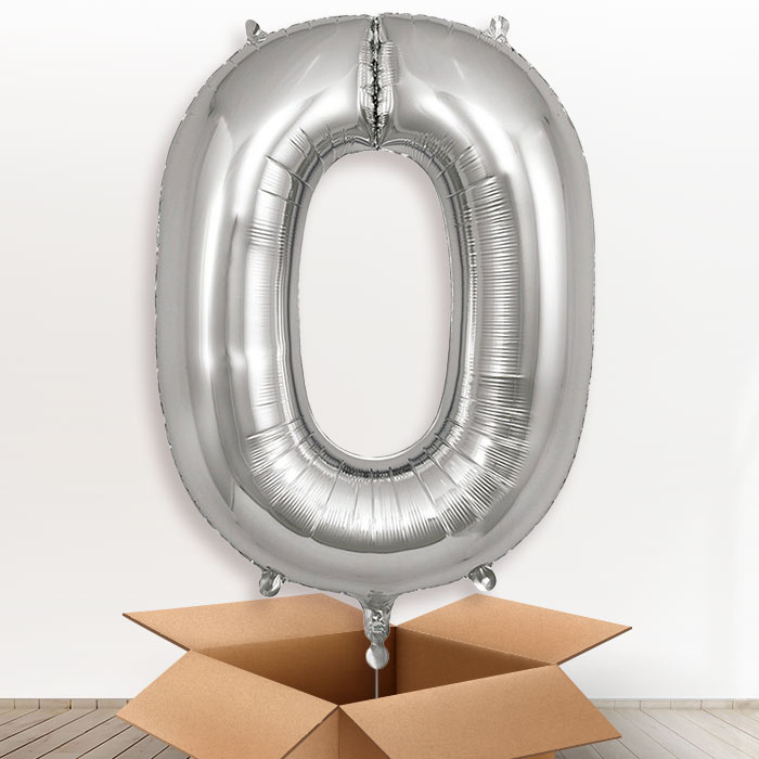 Personalised Letter O Helium Balloon in a Box - Silver - Giant Letter | Party Save Smile