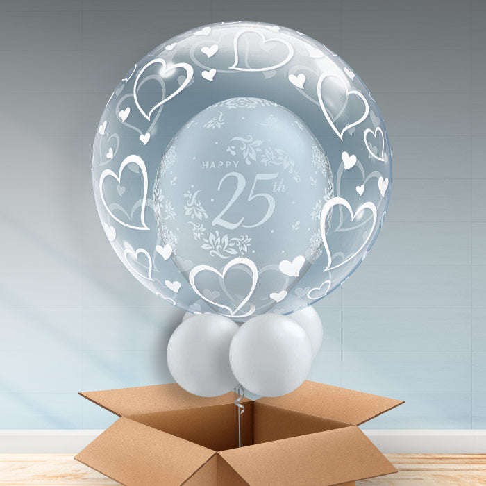 Personalisable 25th Wedding Anniversary Hearts Bubble Balloon - Bubble Balloon | Party Save Smile