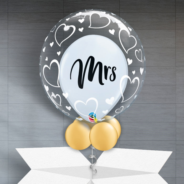 Mrs Personalisable Wedding Balloons in a Box - Bubble Balloon | Party Save Smile