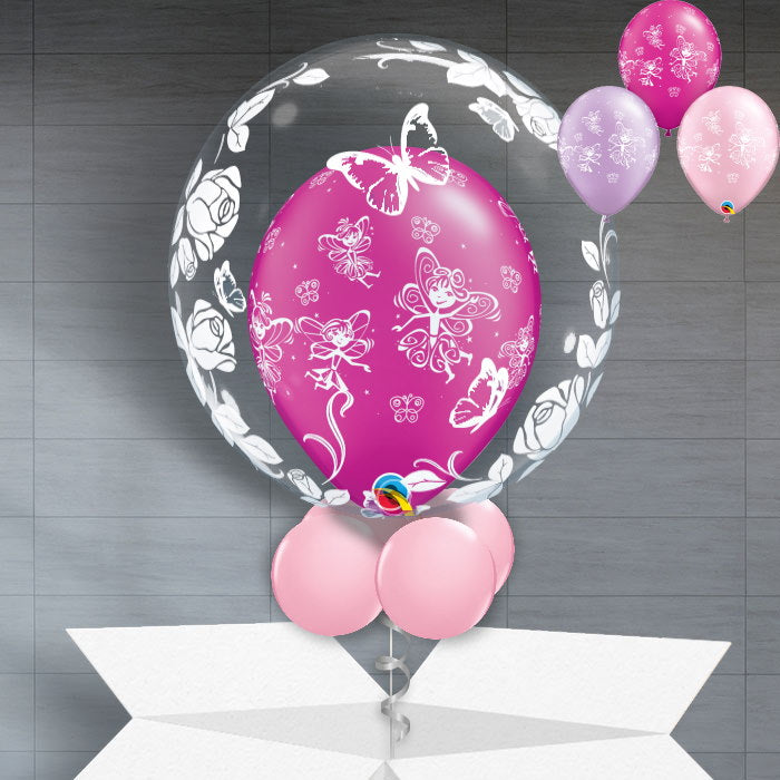 Personalisable Fairy and Butterfly Bubble Balloon in a Box - Bubble Balloon | Party Save Smile