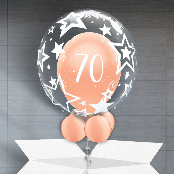 Personalisable 70th Balloons - Pearl Rose Gold - Bubble Balloon | Party Save Smile