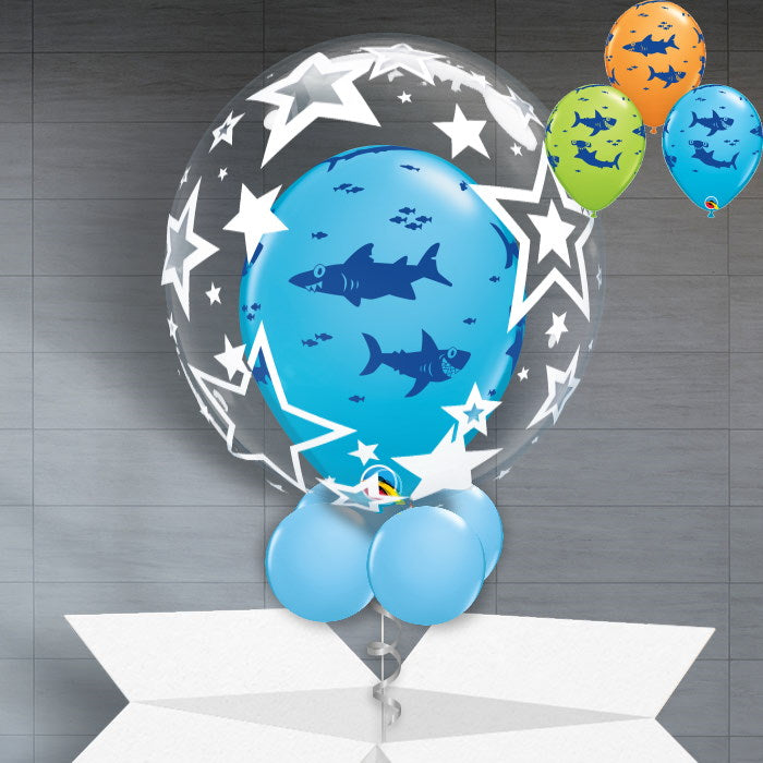 Personalisable Shark Balloon in a Box - Bubble Balloon | Party Save Smile