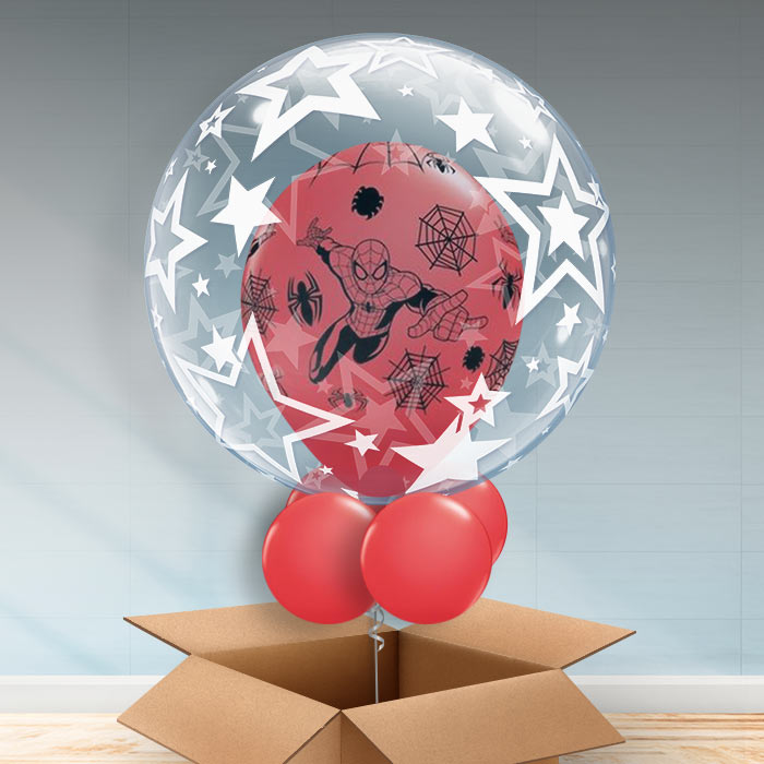 Spiderman Personalisable Stars Helium Balloon in a Box - Bubble Balloon | Party Save Smile