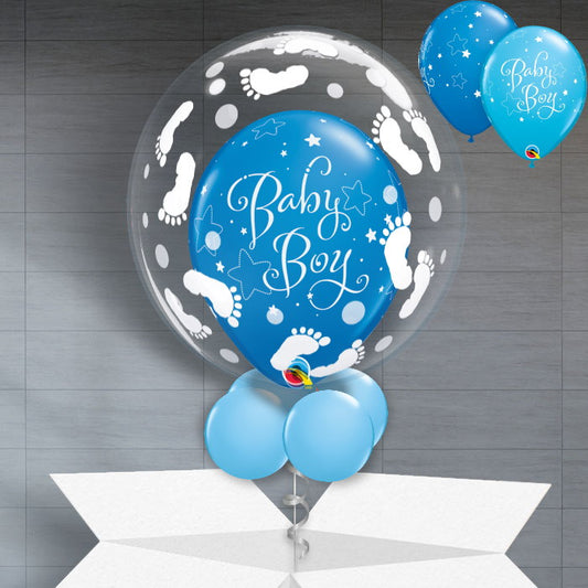 Boy Personalisable Baby Shower Balloons in a Box - Bubble Balloon | Party Save Smile
