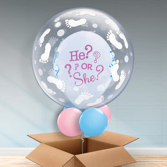 Personalisable Footprints Gender Reveal Bubble Balloon - Bubble Balloon | Party Save Smile