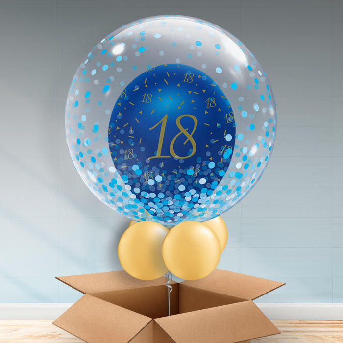 Personalisable 18th Balloon - Navy Dot - Bubble Balloon | Party Save Smile