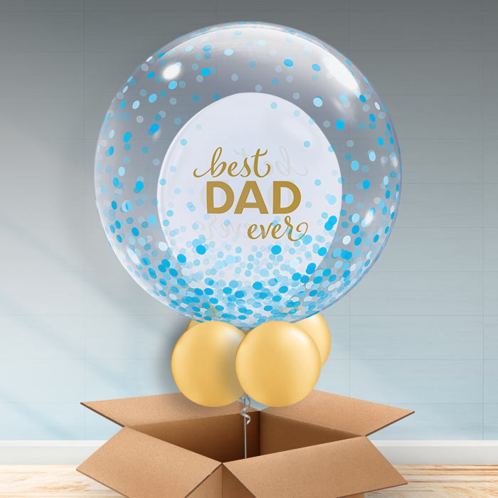 Best Dad Ever Personalisable Bubble Balloon in a Box - Bubble Balloon | Party Save Smile