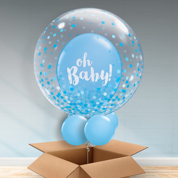 Blue Oh Baby Personalisable Baby Shower Balloons - Bubble Balloon | Party Save Smile