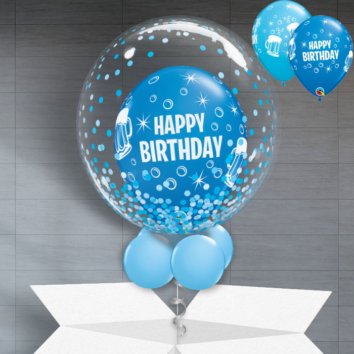 Personalisable Blue Dots Beer Balloon - Bubble Balloon | Party Save Smile