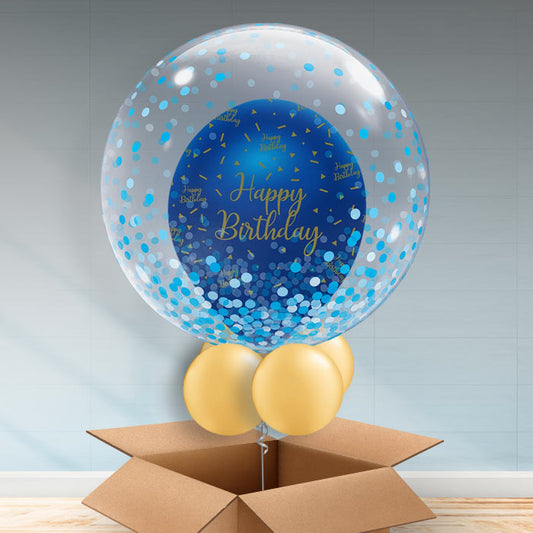 Blue Birthday Bubble Balloons Personalisable - Bubble Balloon | Party Save Smile