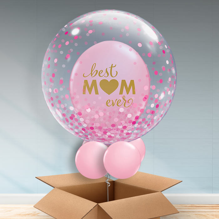 Personalisable Best Mum Ever Pink Balloon Filled Bubble - Bubble Balloon | Party Save Smile