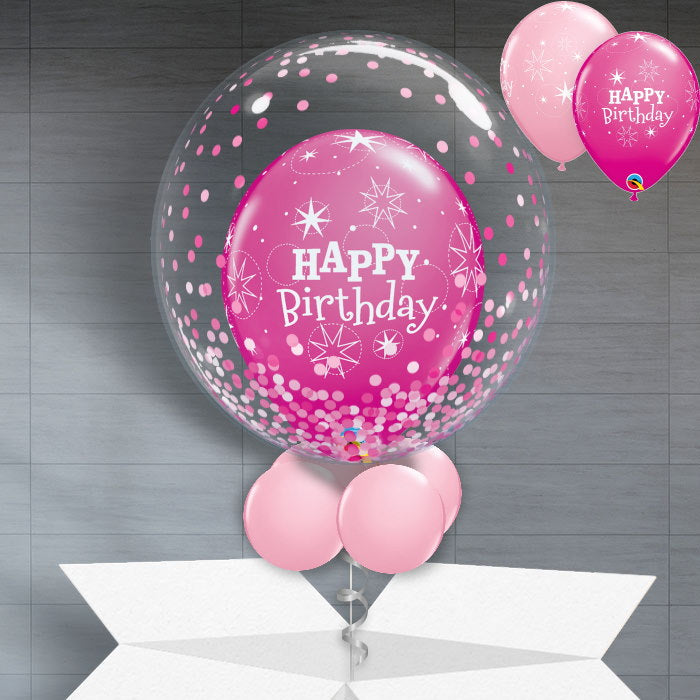 Personalisable Pink Star Bubble Balloon - Bubble Balloon | Party Save Smile