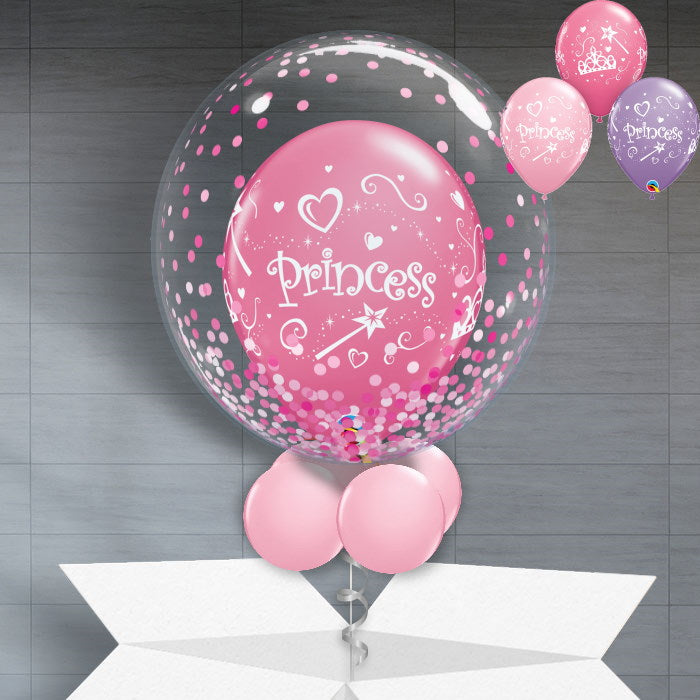 Princess Personalisable Helium Balloons in a Box - Bubble Balloon | Party Save Smile
