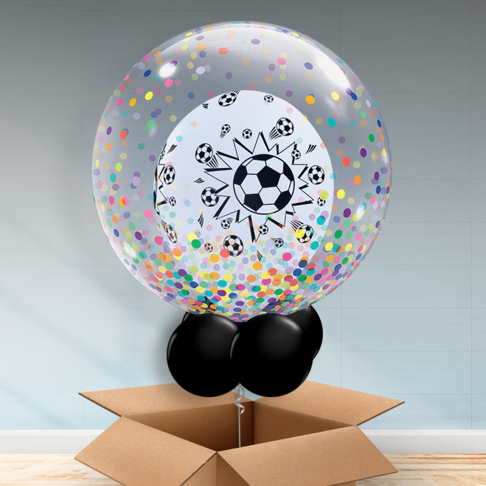 Football Bubble Rainbow Personalised Balloon in a Box - Bubble Balloon | Party Save Smile
