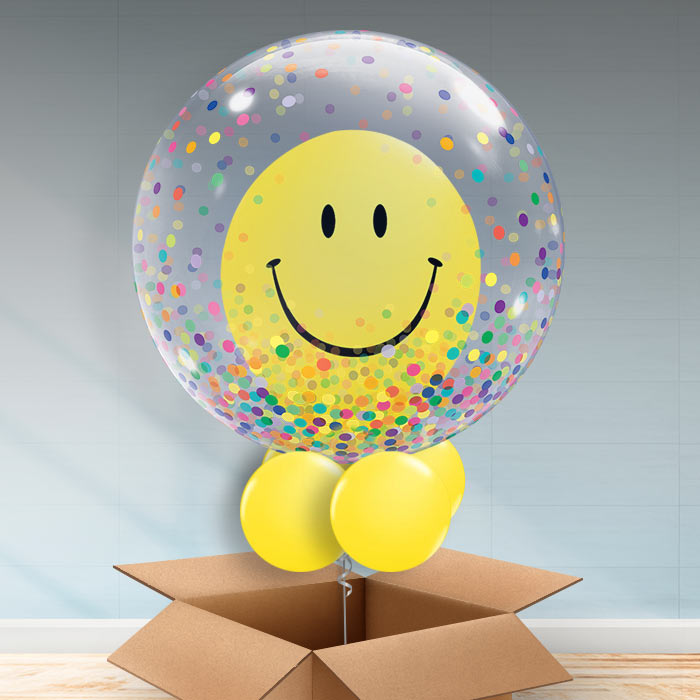 Smile Face Personalisable Balloon in a Box - Bubble Balloon | Party Save Smile
