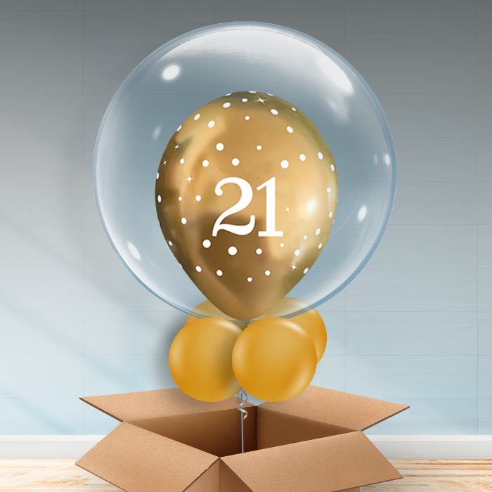 Gold 21st Personalisable Helium Balloon| Party Save Smile