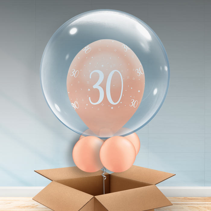 Personalisable Rose Gold 30th Bubble Balloon - Bubble Balloon | Party Save Smile
