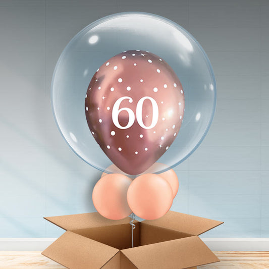 Personalisable Rose Gold Balloons - 60th Birthday - Bubble Balloon | Party Save Smile