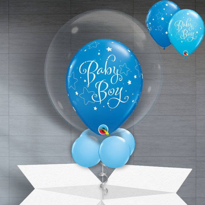 Stars Personalisable Baby Boy Bubble Balloon - Bubble Balloon | Party Save Smile
