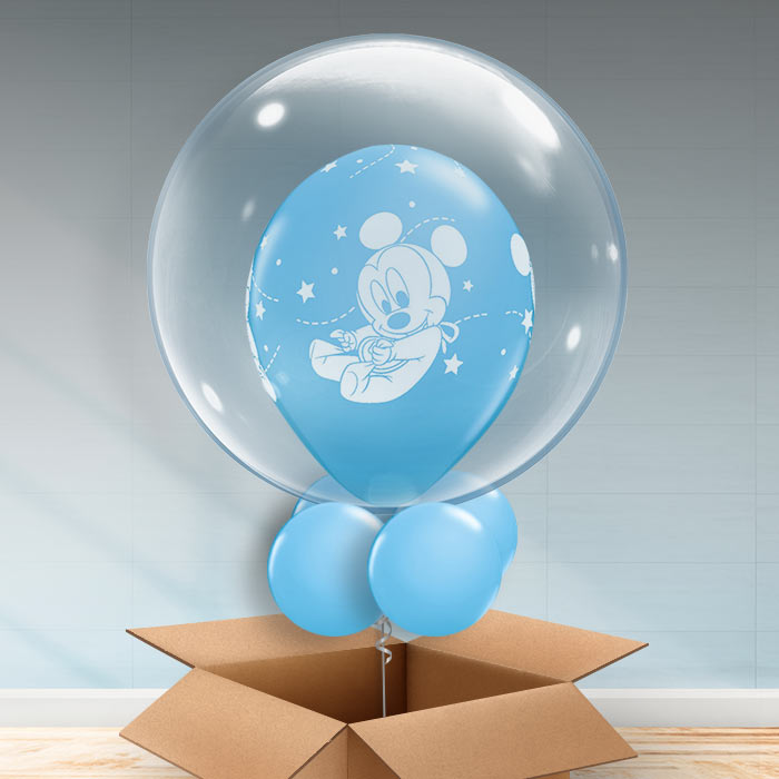 Personalisable Baby Mickey Balloon in a Box - Bubble Balloon | Party Save Smile