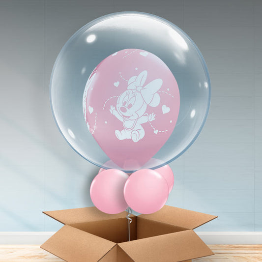 Minnie Mouse Personalisable Balloon - Baby Minnie - Bubble Balloon | Party Save Smile