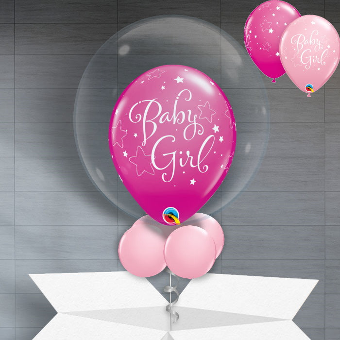 Personalisable Baby Girl Bubble Helium Balloons - Bubble Balloon | Party Save Smile