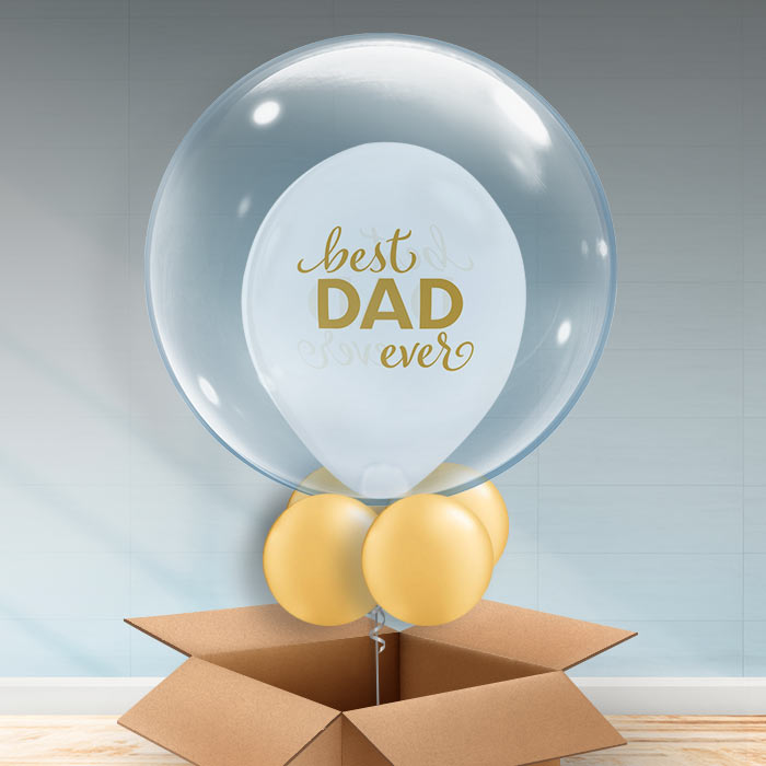 Personalisable Best Dad Ever Balloons in a Box - Bubble Balloon | Party Save Smile