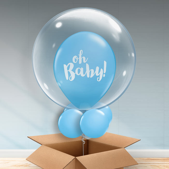 Blue Personalisable Oh Baby Bubble Balloons - Bubble Balloon | Party Save Smile