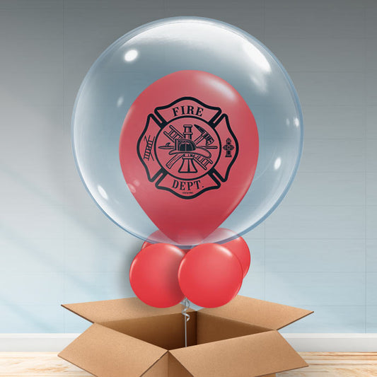 Personalisable Fireman Bubble Balloon in a Box - Bubble Balloon | Party Save Smile
