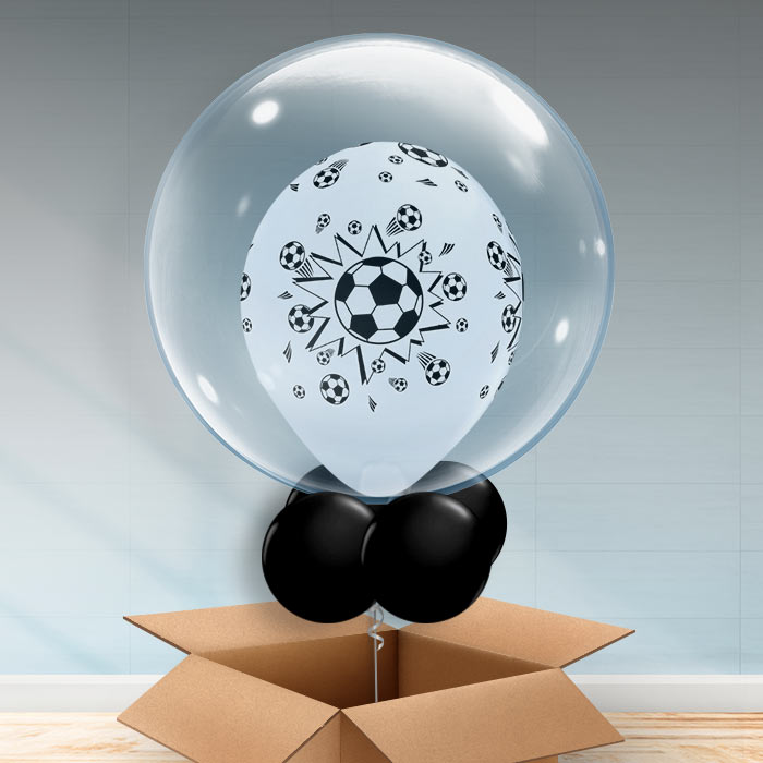 Football Personalisable Helium Balloon in a Box - Bubble Balloon | Party Save Smile