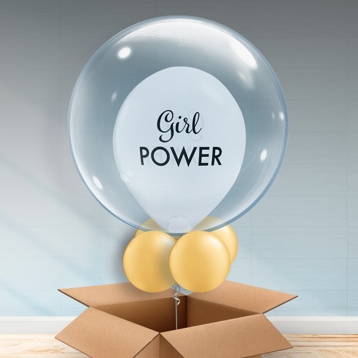 Girl Power Personalisable Balloon in a Box Delivered - Bubble Balloon | Party Save Smile