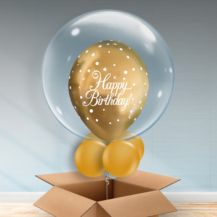 Personalisable Bubble Balloon - Gold Pearl| Party Save Smile
