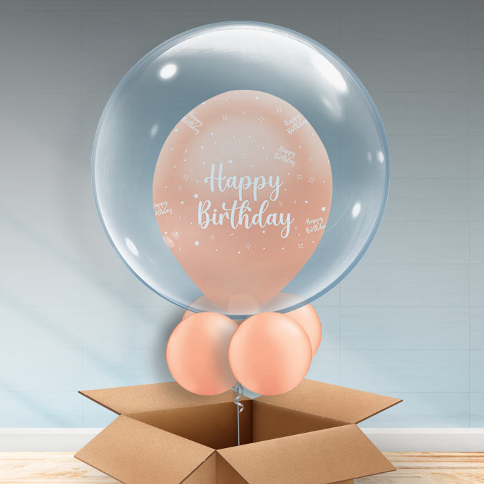 Personalisable Bubble Balloons - Rose Gold Pearl - Bubble Balloon | Party Save Smile