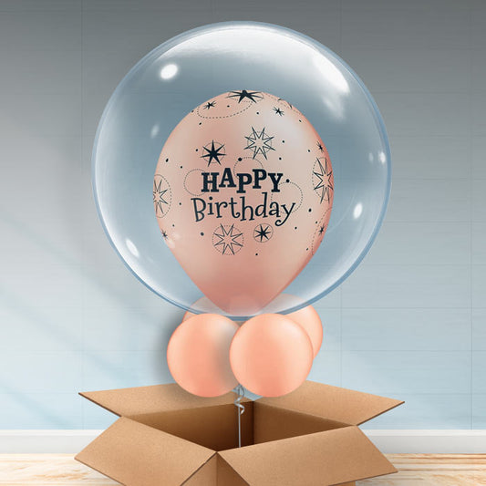 Personalisable Rose Gold Birthday Star Bubble Balloon - Bubble Balloon | Party Save Smile